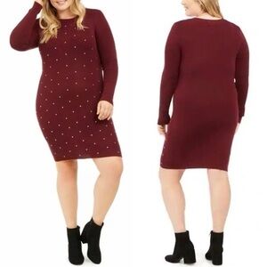 Planet Gold- Derek Heart Trendy Plus Size Studded Sweater Dress